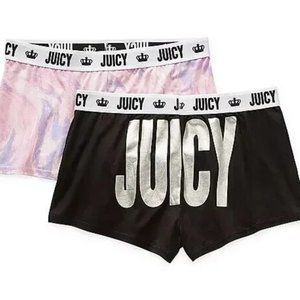 Juicy Couture Womens 2 pack sz LargeNEWPajama Shorts Black w/silver&pastel swirl